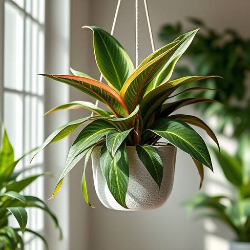 Maranta leuconeura em um vaso suspenso