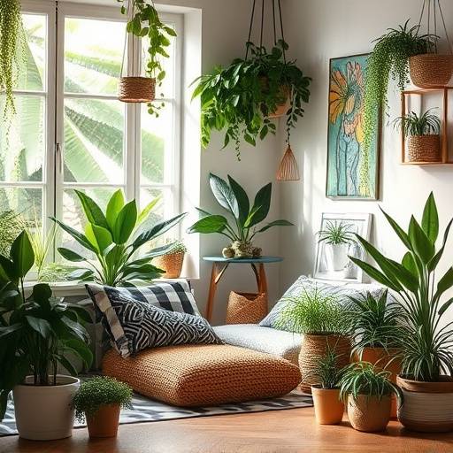 Variedade de plantas em um ambiente aconchegante